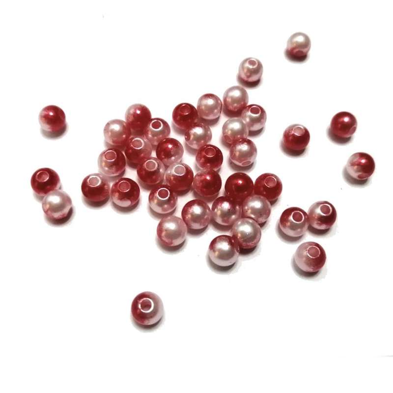 Beads / Acrylic Beads -6mm ball -40pcs- red / white blurred / Beads for crafting