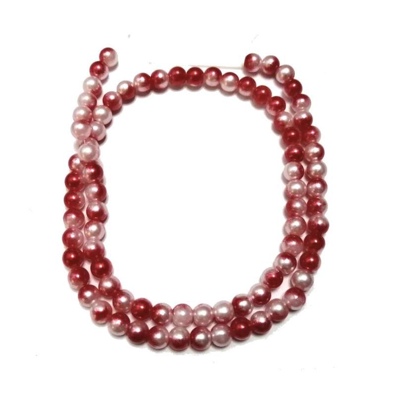 Beads / Acrylic Beads -6mm ball -80pcs-string- red / white blurred / Beads for crafting