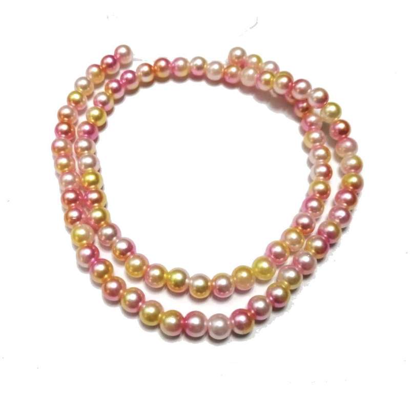 Beads / Acrylic Beads -6mm ball -80pcs- string- yellow / rose blurred / Beads for crafting