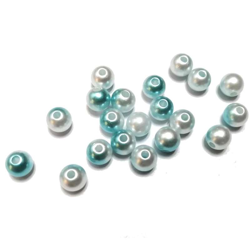 Beads / Acrylic Beads -8mm ball -20pcs- turquoise / white blurred / Beads for crafting
