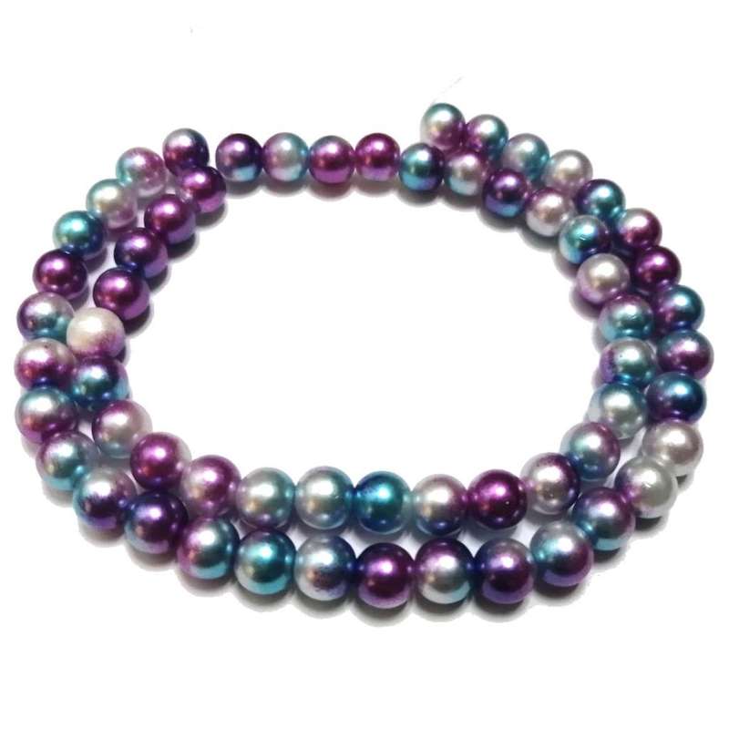 Beads / Acrylic Beads -8mm ball -60pcs-string- blue / purple blurred / Beads for crafting