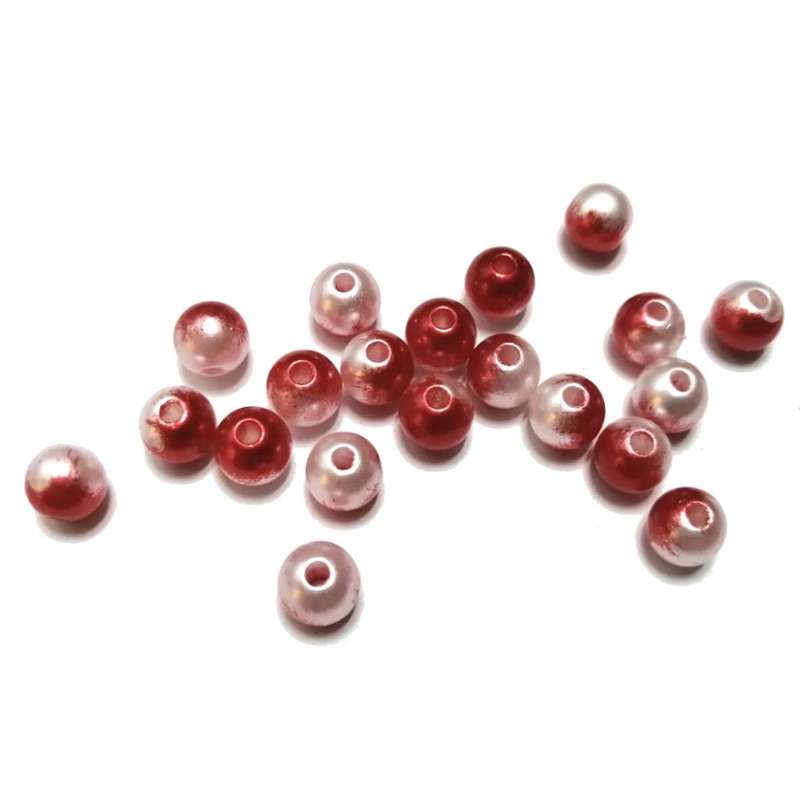 Beads / Acrylic Beads -8mm ball -20pcs- red / white blurred / Beads for crafting