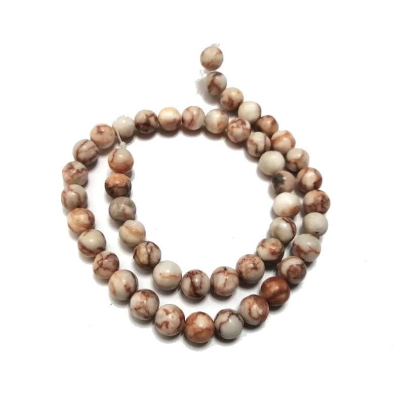 Beads / Red web Jasper Beads - 8mm  -ball +/-50pcs string / Beads for crafting