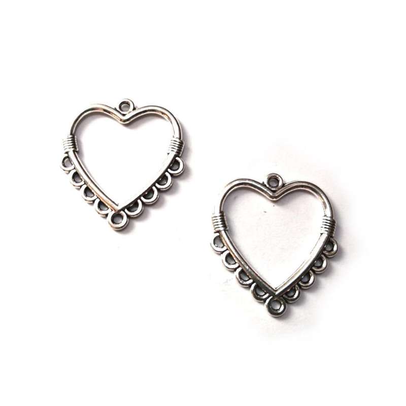 Pendants / Chandelier Pendants - Connectors - 6pcs - 30x28mm silver color / Pendants for crafting