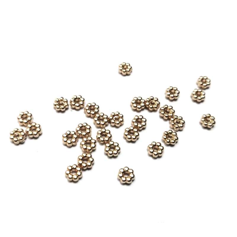 Beads / Tiny Daisy Spacer -Metal Beads flat - 30pcs -4.5x2mm - gold / Beads for crafting