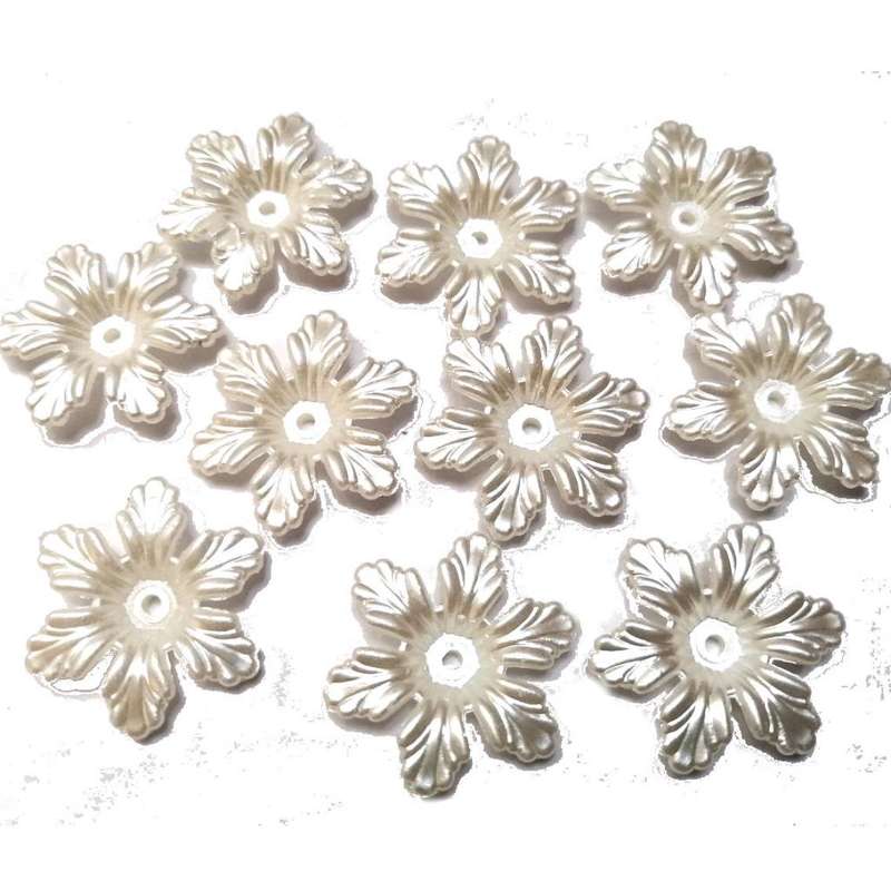 Beads / Acrylic Beads -  50pcs - pearl white Flowers- 24mm - for jewellery crafting