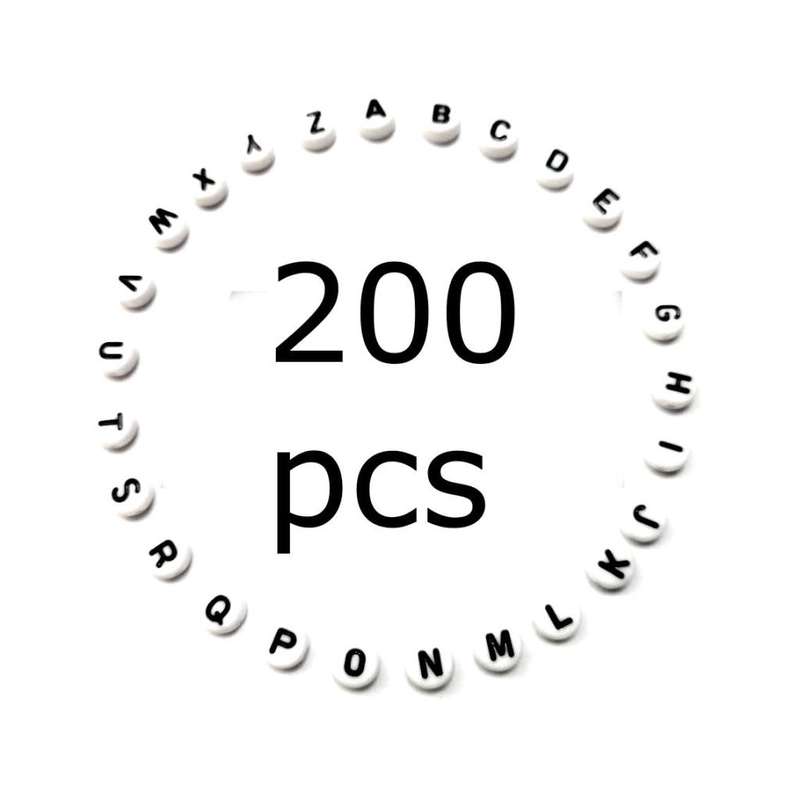 Letter Beads /  Single Letter Beads -7x4mm -200pcs - white / black / Beads for crafting