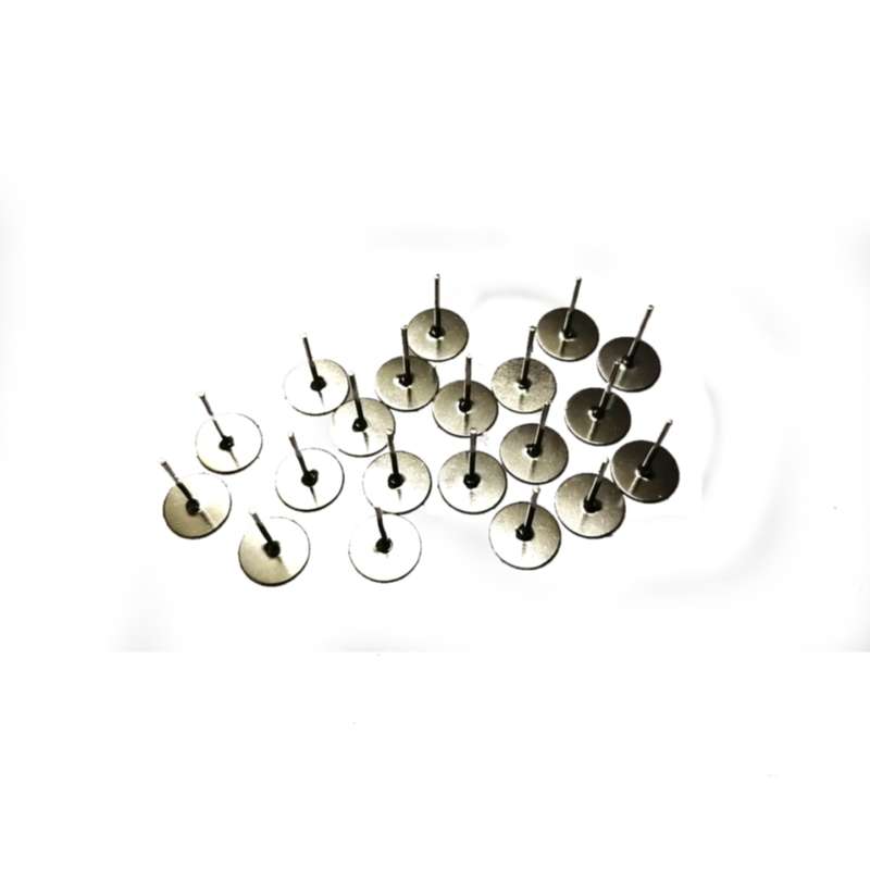 Findings - Earring Pin with Plate - 20pcs  - Silver color- Findings for crafting