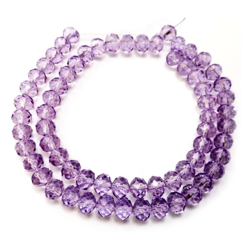 Beads / Crystal Beads - 8mm -clear purple +/-68pcs -40cm string / Beads for crafting
