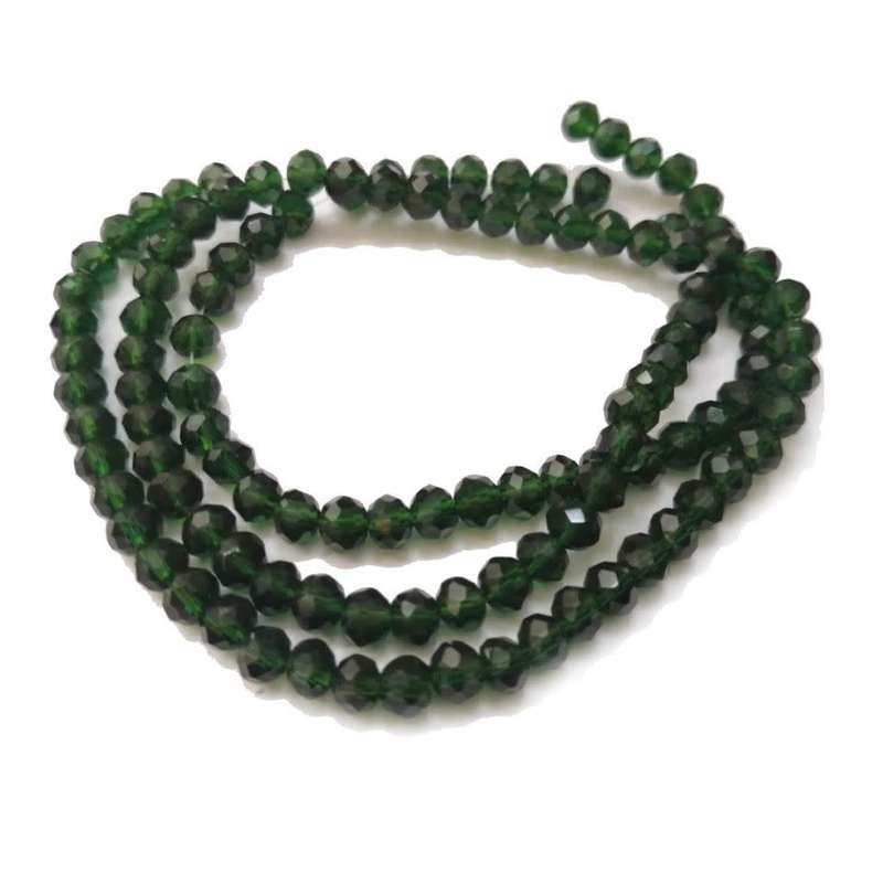 Beads / Crystal Beads - 4mm - shiny clear dark green  +/- 130pcs String / Beads for crafting
