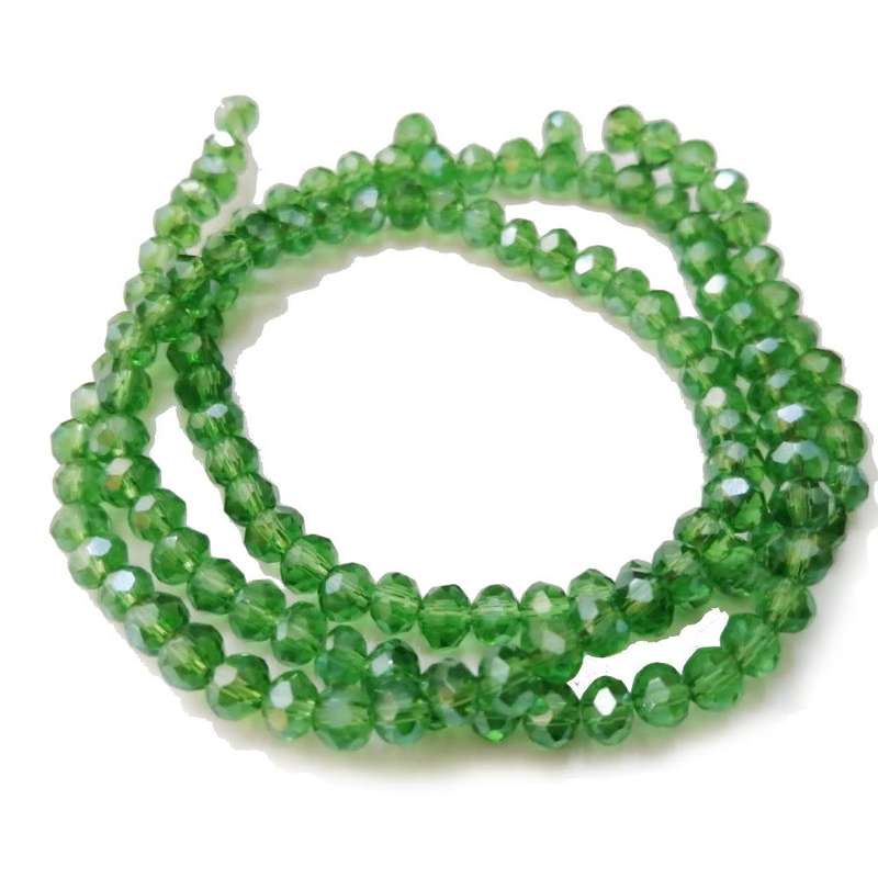 Beads / Crystal Beads -4mm- shiny clear shiny green  +/- 130pcs String / Beads for crafting