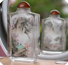 LOVELY 'SCENERY' CRYSTAL SNUFF BOTTLE