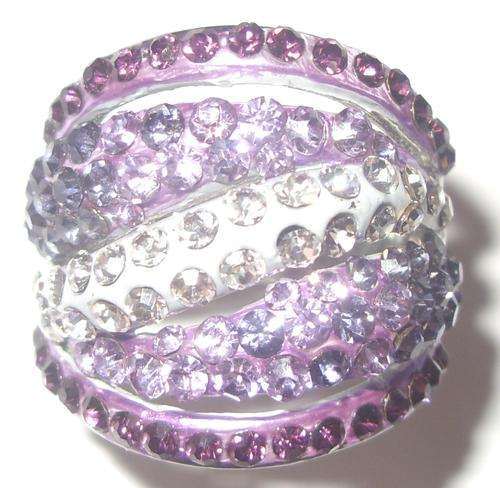 Silver Simulated Amethyst  / Diamond Ring