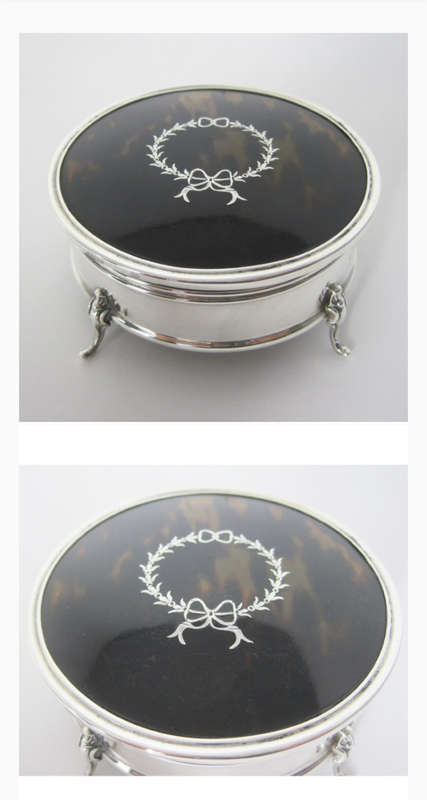 1920s Rare Find Sterling Silver Tortoiseshell Jewellery box