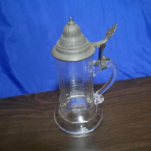 Vintage Glass & Pewter Stein DGBM