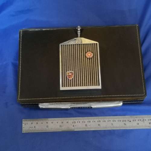 Vintage Rolls Royce Style Box / Cigar Case, Wood & Leather finish with chrome grille and detail.