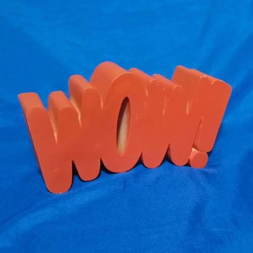 WOW 3d cast solid freestanding Ornament. Vintage item Ideal for shop window