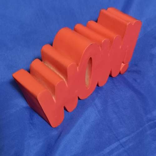 WOW 3d cast solid freestanding Ornament. Vintage item Ideal for shop window