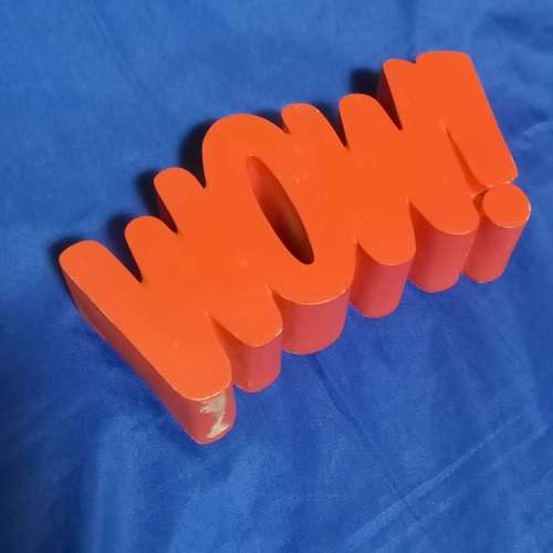 WOW 3d cast solid freestanding Ornament. Vintage item Ideal for shop window