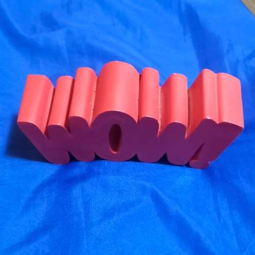 WOW 3d cast solid freestanding Ornament. Vintage item Ideal for shop window