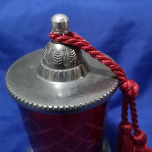 Hand Cut Crystal Candle holder with Red Tassel by J Schrecker Jewelry- 2 Available