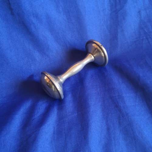 Vintage Silverplate Baby Rattle Dumbbell circa 1940s