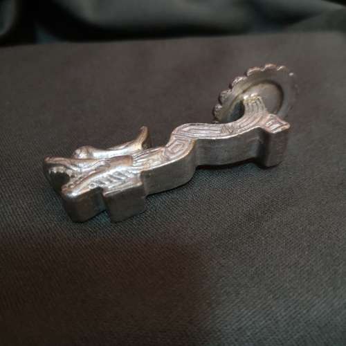 Vintage Chinese Dragon Spoon & Chopstick Rest. White solid metal (Heavy)