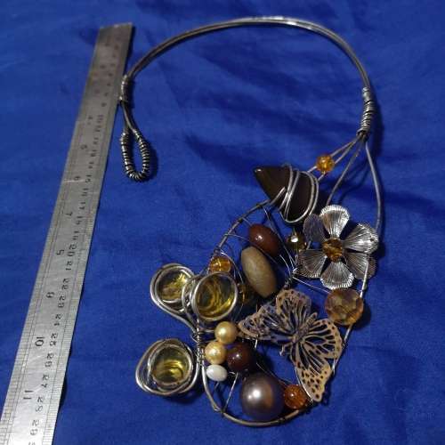 Arty Wirework, beads and gemstone neckpiece