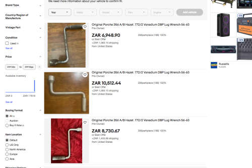 Rare Original Porche 356 A/B Hazet  772/2 Vanadium DBP Lug Wrench 56-63 also VW Splitbug