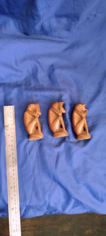Vintage Three Mystic Apes, Handcarved Wooden Figurines