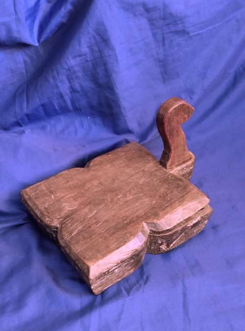 Antique Primitive Rustic Wood Box, Hand Carved with Swivel lid.