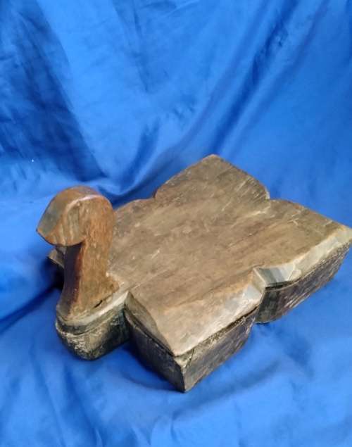 Antique Primitive Rustic Wood Box, Hand Carved with Swivel lid.