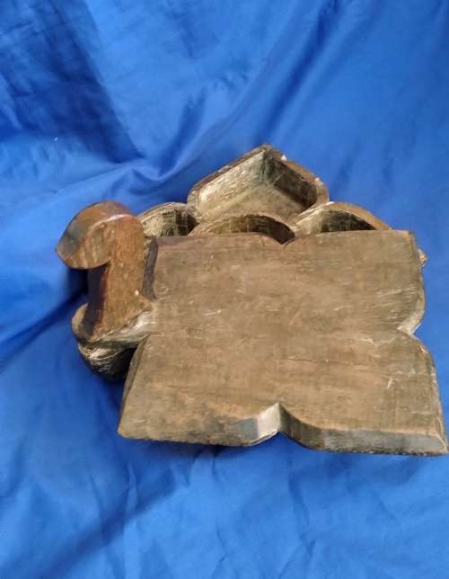 Antique Primitive Rustic Wood Box, Hand Carved with Swivel lid.