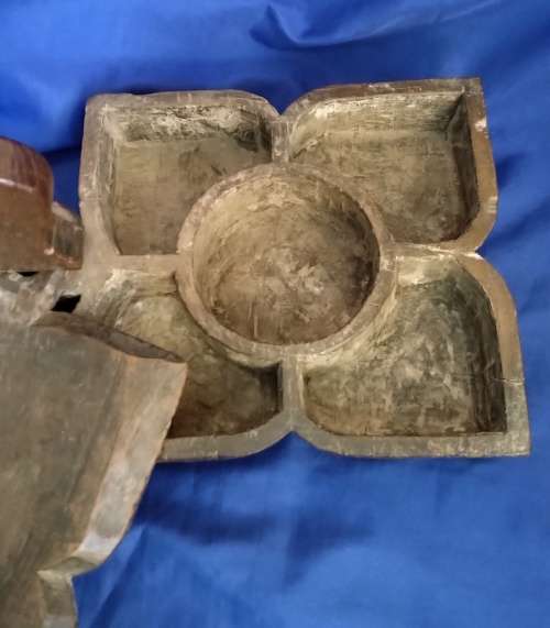 Antique Primitive Rustic Wood Box, Hand Carved with Swivel lid.