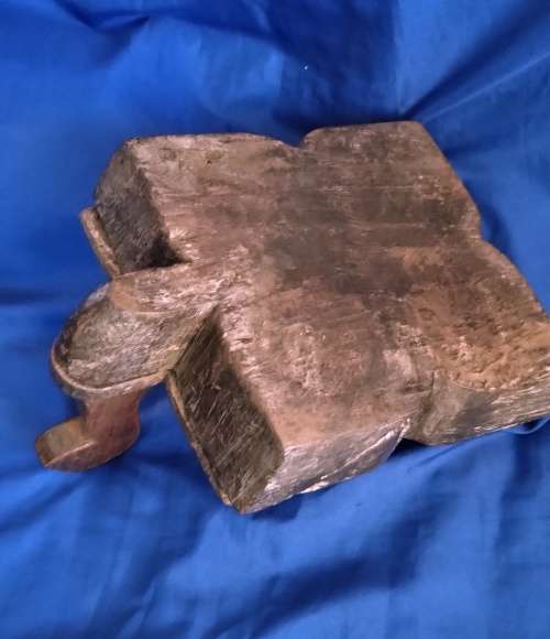 Antique Primitive Rustic Wood Box, Hand Carved with Swivel lid.