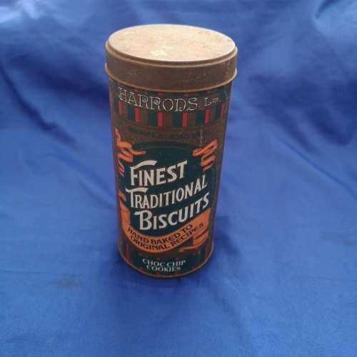 Harrods Vintage Biscuit Tin.  Nice character for Coffeeshop or Kitchen Decor !