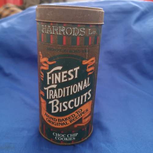 Harrods Vintage Biscuit Tin.  Nice character for Coffeeshop or Kitchen Decor !