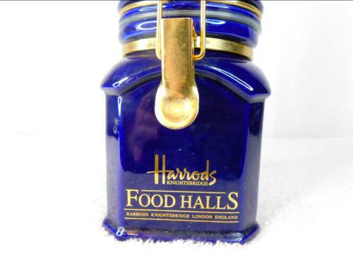 Harrods Knightbridge, Food Halls canister, London England, Cobalt Blue