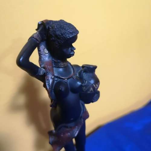 Vintage Resin Black African Woman Figurine with Water Jug. Excellent detail !