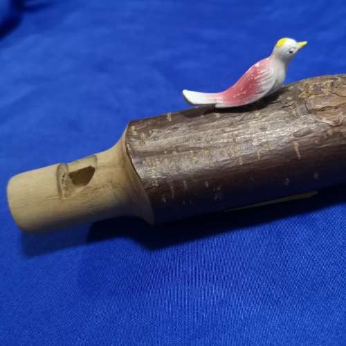Vintage Hand Carved Wooden Whistle Folkart `Bird` Made in Switzerland