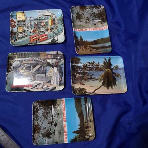 Vintage Melamine Tidbit Snack Trays Italy & Seychelles