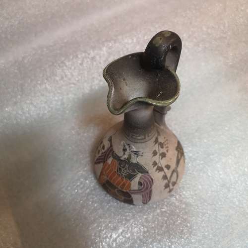 Antique Greek Handmade Pitcher Ewer Jug Vase With Lead Tag. Rare Find !