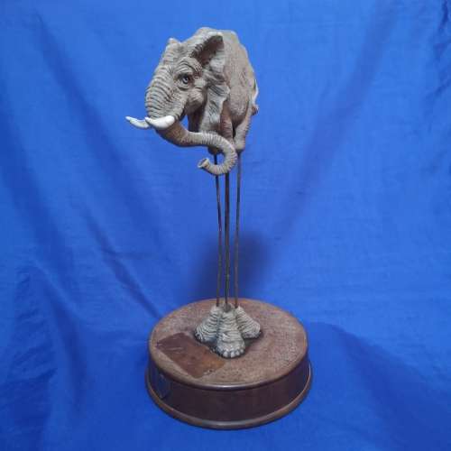 Vintage Award with Unusual Elephant sculpture on Wood base