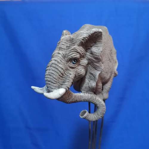 Vintage Award with Unusual Elephant sculpture on Wood base