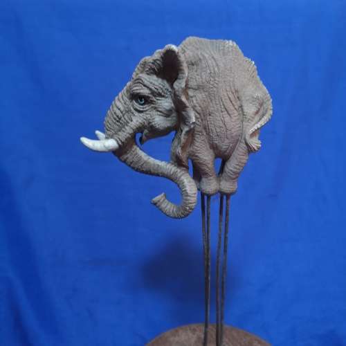Vintage Award with Unusual Elephant sculpture on Wood base