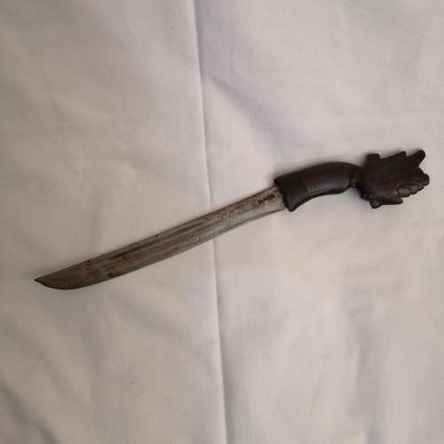 Vintage Knife dagger wooden carved head. Origin Unknown