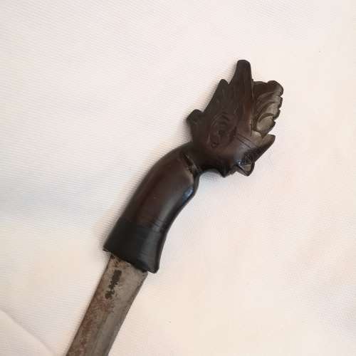 Vintage Knife dagger wooden carved head. Origin Unknown