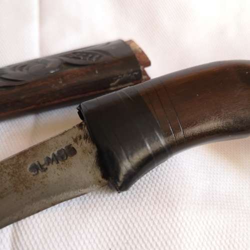 Vintage Knife dagger wooden carved head. Origin Unknown