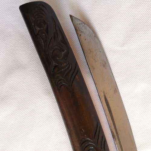 Vintage Knife dagger wooden carved head. Origin Unknown