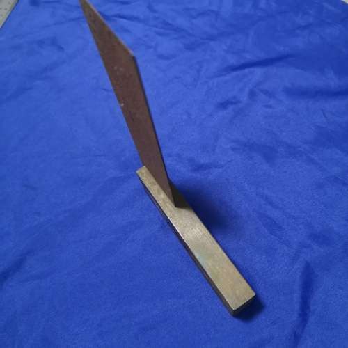 VINTAGE BRASS INLAY 7-1/2 X 4-3/4` CARPENTERS STEEL SQUARE WOODWORKING SHOP TOOL